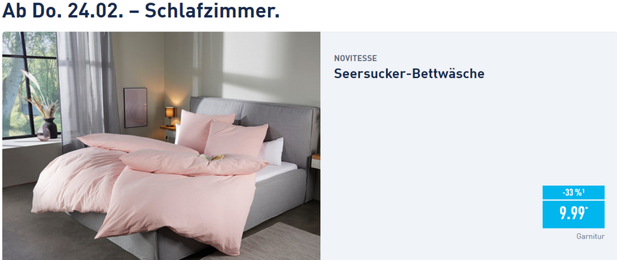 ALDI Bettwäsche Seersucker von NOVITESSE ab 24. Februar 2022 ALDI Bettwäsche Seersucker von NOVITESSE ab 24. Februar 2022