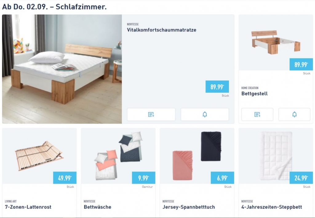 ALDI Schlafzimmer Angebote im September 2021