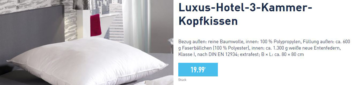 aldi luxus hotel 3 kammer kopfkissen im August /  september 2021