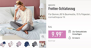 Aldi Frottee Schlafanzug und Pyjama von Queentex ab 17.10.2019